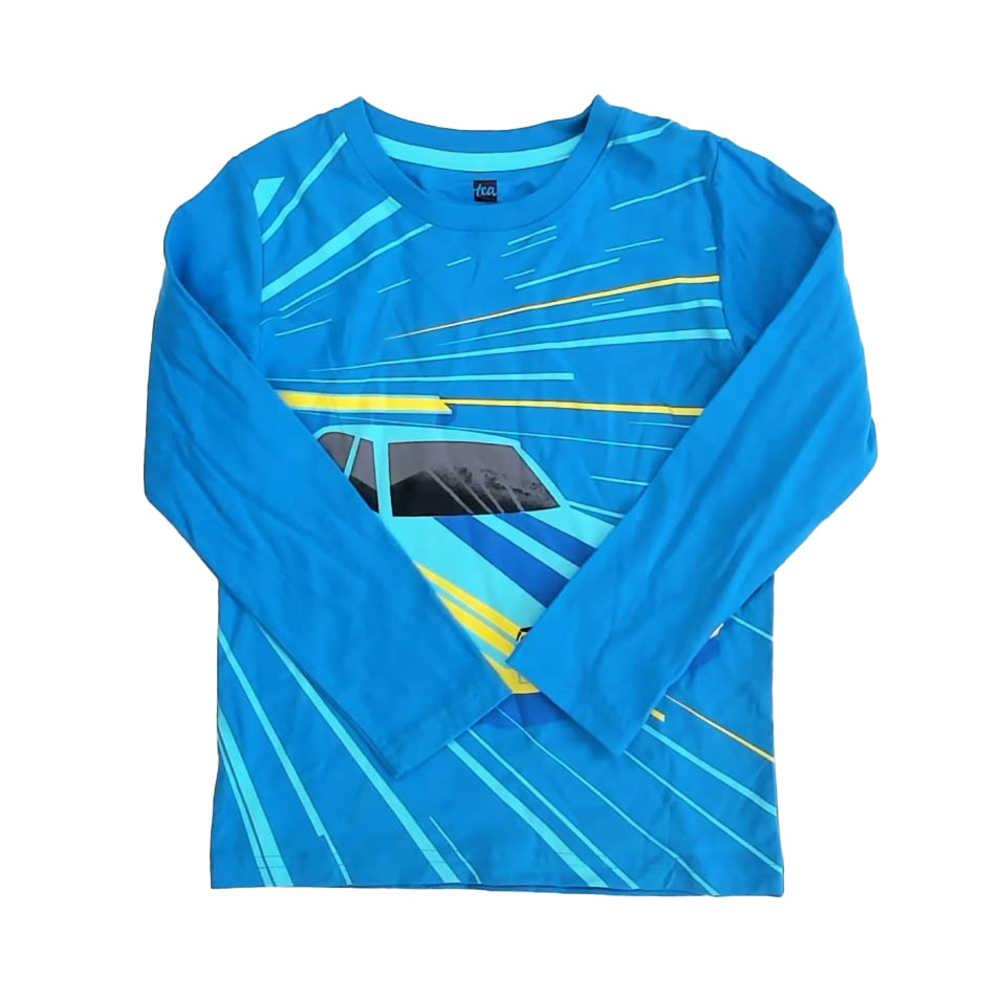 Tea Collection Boys Blue Car Long Sleeve T-Shirt size: 5T